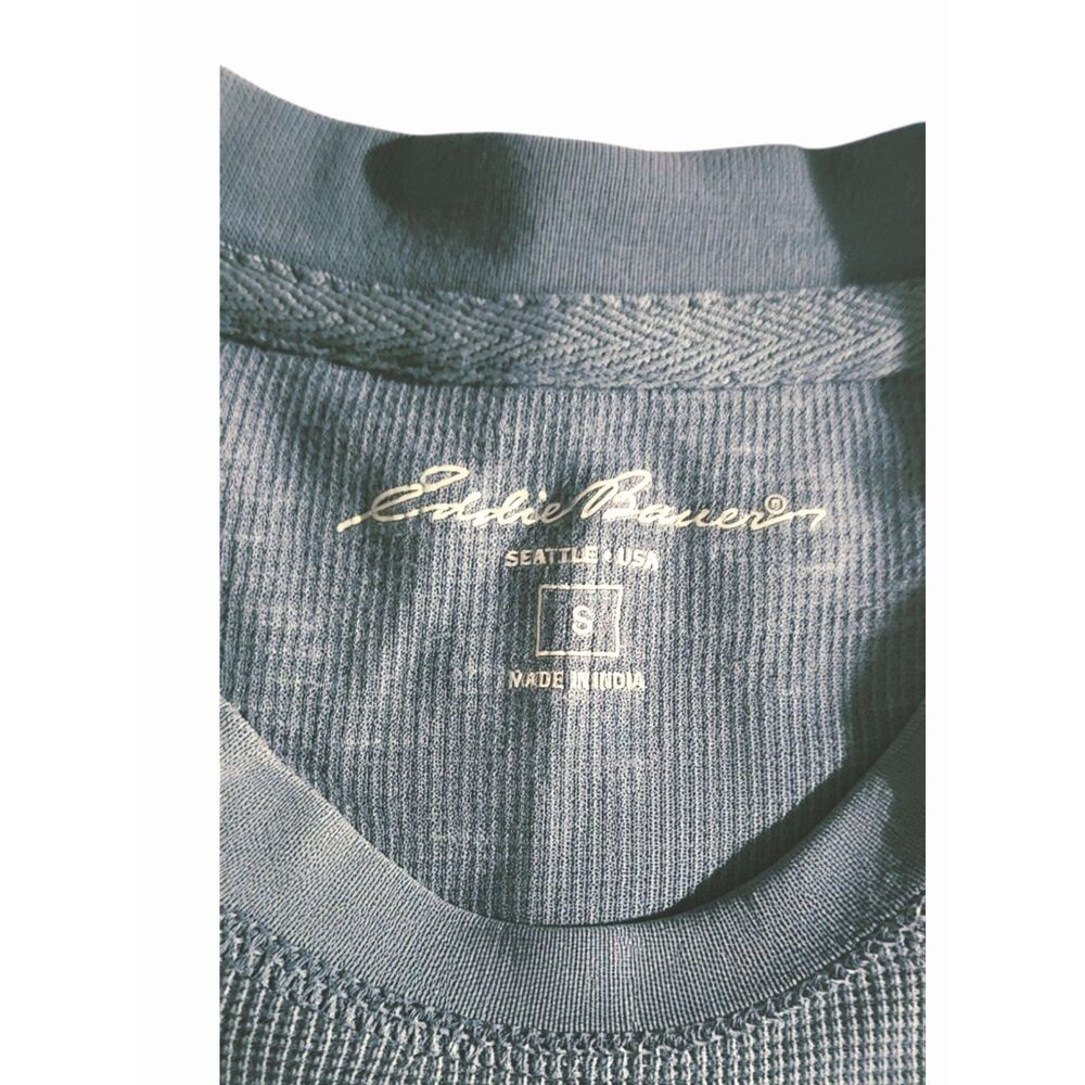 Eddie Bauer Thermal Waffle Knit Long Sleeve Blue Gray Top Small S - Picture 2 of 4